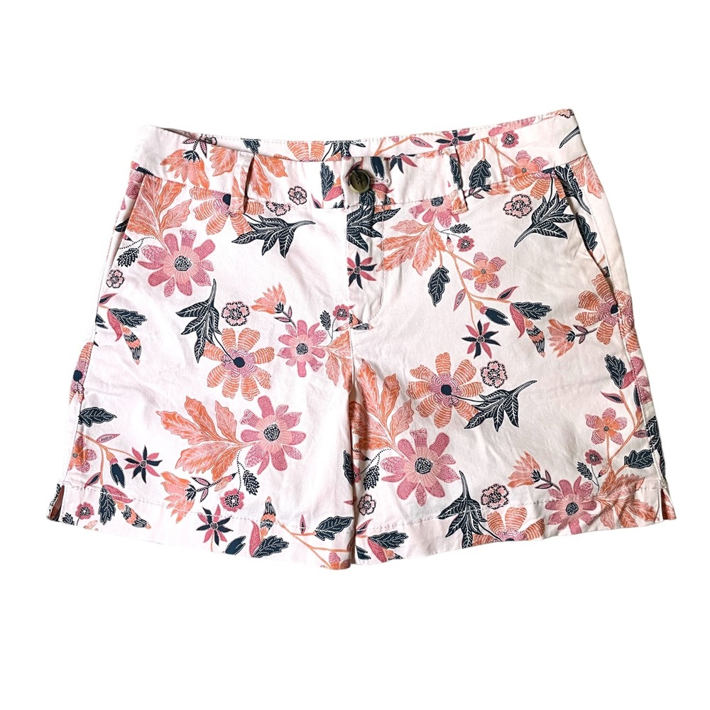 Style & Co. | Mid-Rise Chino Shorts Pink Batik Floral Print Size 4